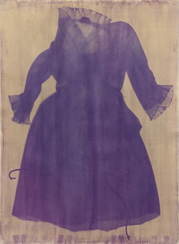 anthotype photogram made from an emulsion made from purple iris petals