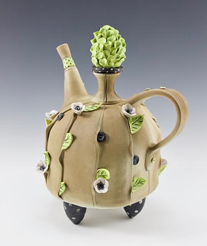 Fanciful porcelain teapot by Laura Peery