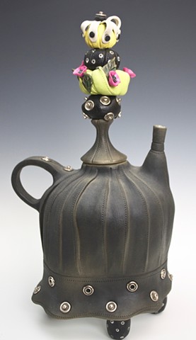 Porcelainand mixed media teapot by Laura Peery