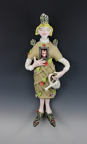 Porcelain and mixed media wall sculpture by Laura Peery
