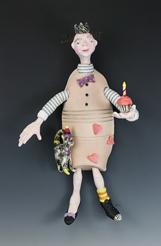 Porcelain and mixed media figure by Laura Peery