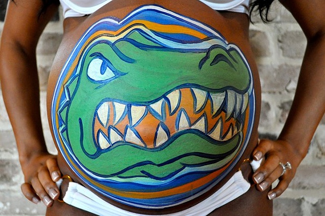 Pregnant Belly Painting - Florida Gators