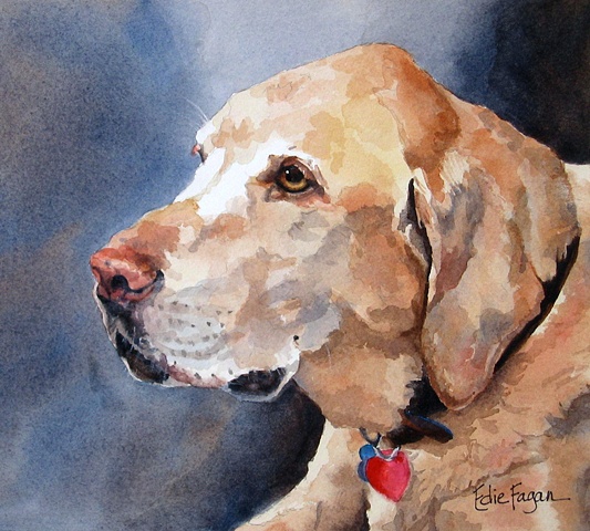 Edie Fagan Adored Dogs watercolor portrait of dog labrador retriever painting
