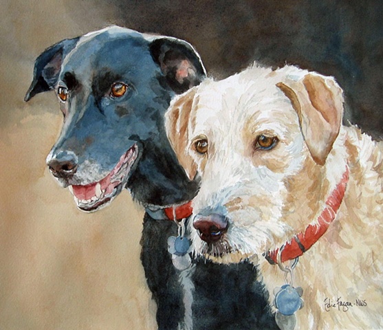 watercolor painting of dogs