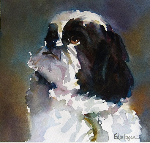Edie Fagan Adored Dogs watercolor portrait of dog watercolor painting of shih tzu dog
