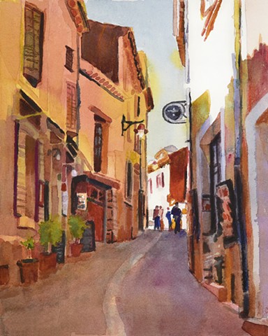 Watercolor painting of Rousillon, France, Provence by Edie Fagan