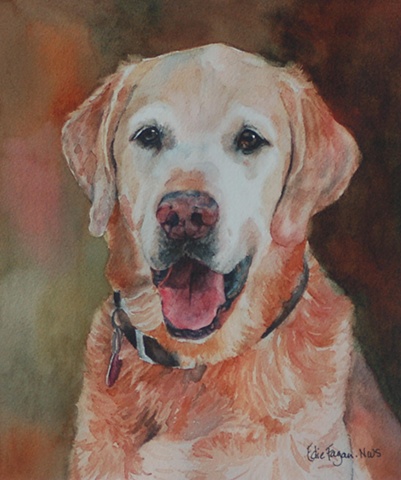 Edie Fagan Adored Dogs watercolor portrait of dog watercolor painting of golden retriever dog