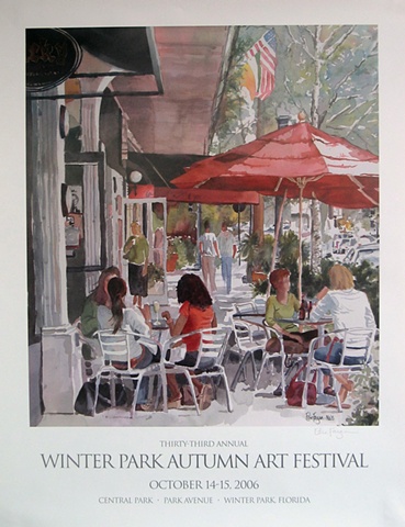 watercolor painting of Autumn Art Festival 2006 Winter Park by Edie Fagan 
