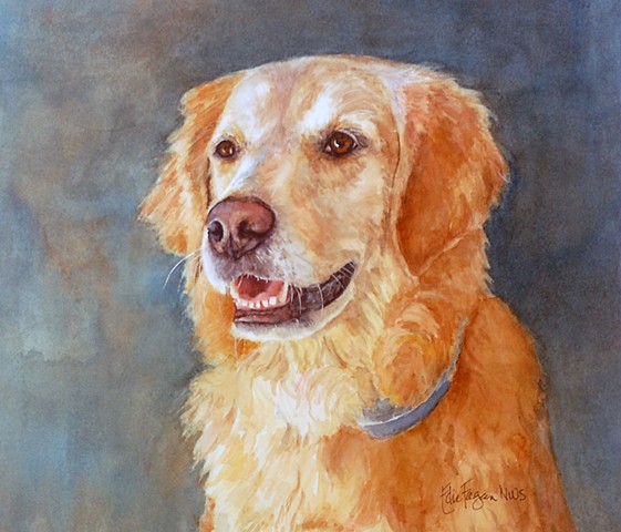 golden retriever watercolor portrait painting dog goldendoodle by Edie Fagan Adored Dogs