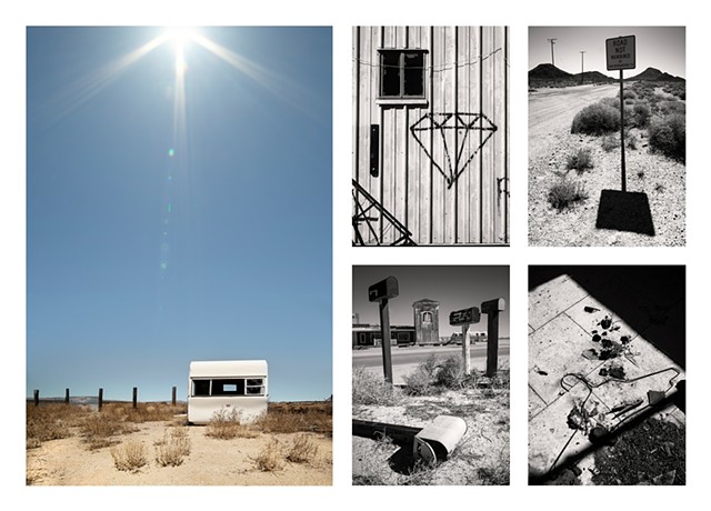 Mojave Desert Sun & Entropy, Goffs CA Pentaptych 