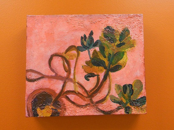wild, pink, painting, art, ooak, affordable, unique, Rochester, NY, artist, houseplant, painterly, color, colorful, masterpeice, one of a kind, small, decorative, decorate, interior, decorating, plant, botanical, grow, growing, Rochester, NY, artist, cont