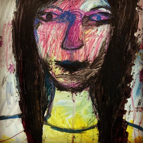 This is an expressionsit painting of a woman's face.