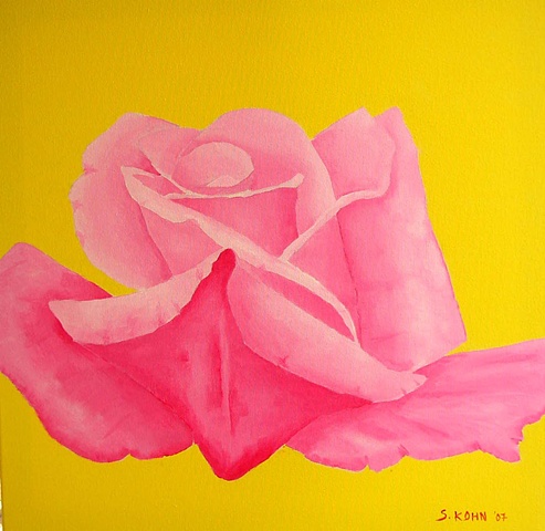 Magenta Rose on Yellow