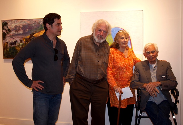 Mark Kanter, Paul Resika, Mary Frank and Nicolas Carone in front of a painting by Rosemarie Beck at "North of New York: The New York School Generation in The Hudson Valley Region", May 2010