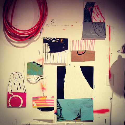 Studio Wall Collage, works on paper