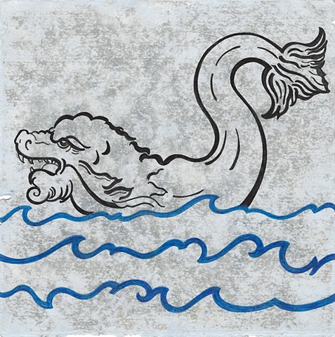 Guarding The Edge Of The Sea drawing Paul Flippen sea monster map