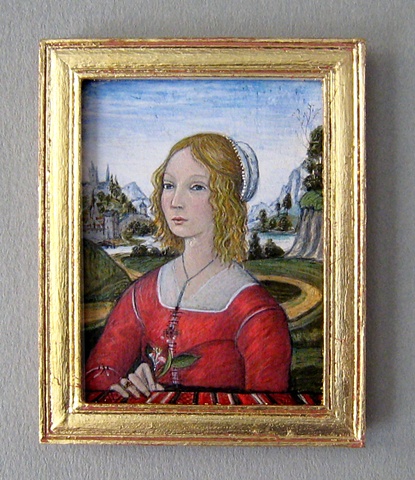 1/12 scale miniature egg tempera reproduction  Ghirlandaio painting by LeeAnn Chellis Wessel