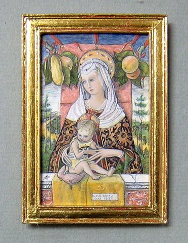 1/12 scale miniature egg tempera reproduction Crivelli painting by LeeAnn Chellis Wessel