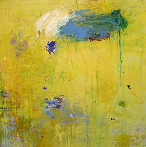 Abstract  expressionism, gestural painting,  yellow, intuitive, colorful palette