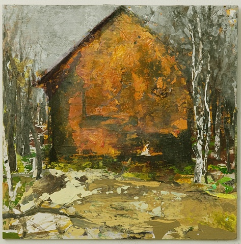 New England barn, fall, Light heat simmering sun fire elemental