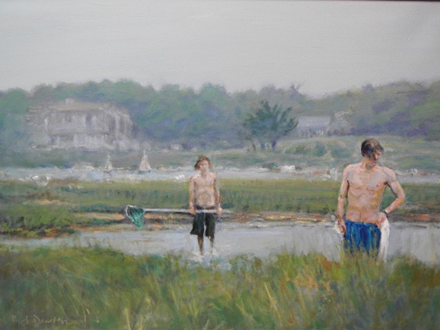 On The Hunt for Crabs  --   21 x28 oil on canvas