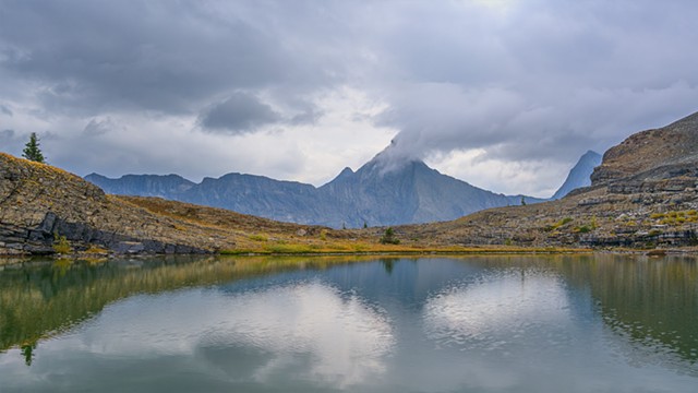 Mt King Albert in Banff NP Rises above Green Lake