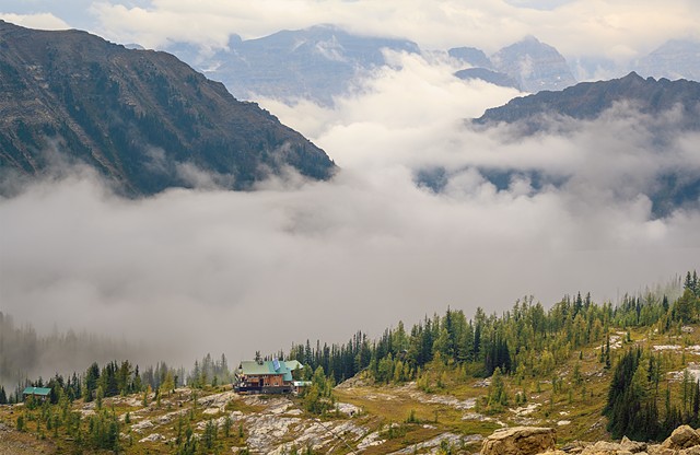 Above the Lodge Looking Down at the Morning Mist Below