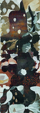 Balloons-I / 2004 /Monotype,painting,sewing,beads/ 16 x 42 (inches)
