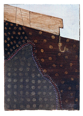 Brown fence / 2003 / Painting,sewing / 5 x 7 (inches)