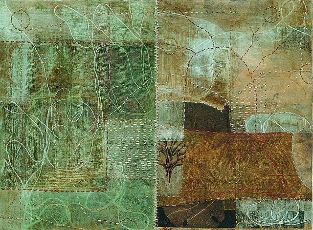 Floating map /2003 / Monotype,painting,sewing,collage / 16 x 12 (inches)