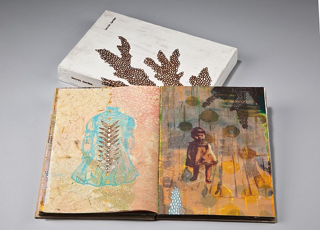 Secret garden / 2010 / Bookmaking,monotype,silkscreen,painting,collage / 7 x 9 x1 1/2 (inches)