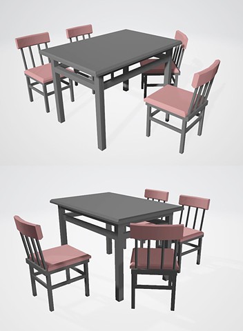 Table and chairs_ 3D Modeling