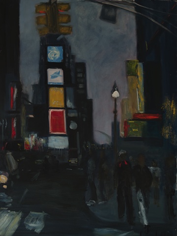 Painting of Times Square in New York City at night