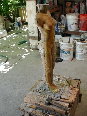 Working on sculpture
