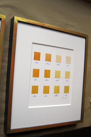 custom burnished gold leaf picture frames for Angela Lorenz work Maine