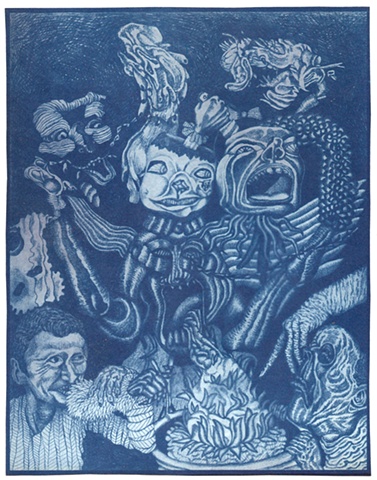 ...from a series of cyanotype prints made from a larger graphite drawing...