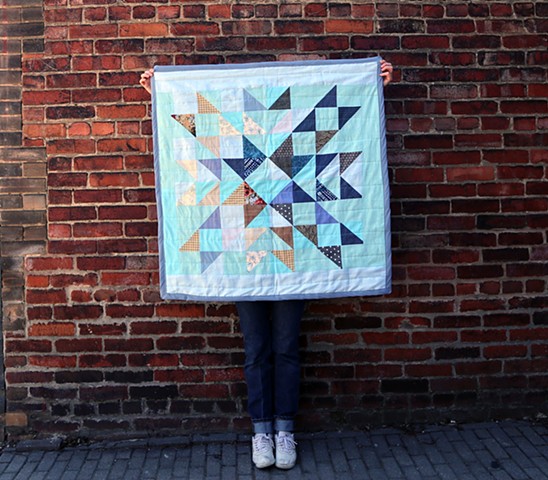 Recycled Patchwork Quilt, 38" x 38"