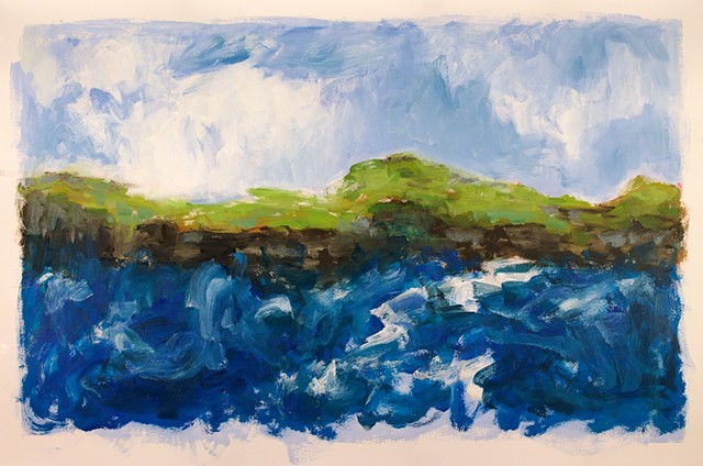 Landscape abstraction,  seascape oil painting