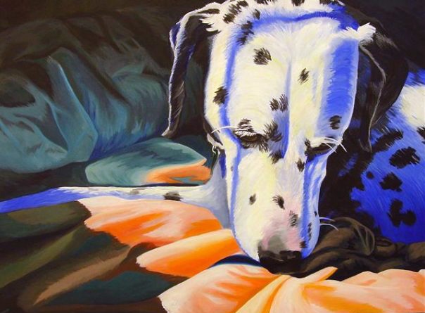 This is a portrait of my Dalmatian Leah. It focuses on color intensity where it is unexpected, within realism.