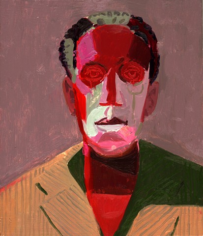 Self-Portrait in Red and Green