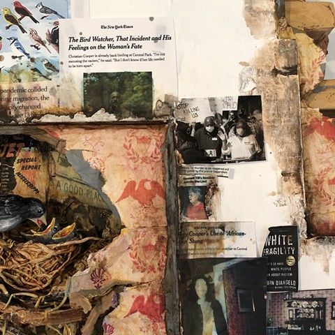 Studio Wall Fragment with Stain and Bird's Nest (The Covid Diaries Series) Detail