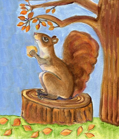 whimsical squirrel painting for sale