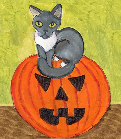 Halloween Cat Painting for sale