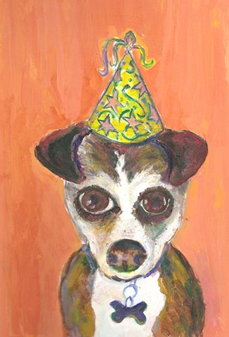 Painting of a birthday dog for sale