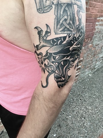 traditional dragon tattoo black and grey