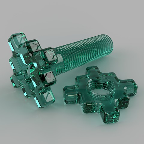 Alternate/Parallel Fastener #4, Green Plastic Version :: Computer rendering