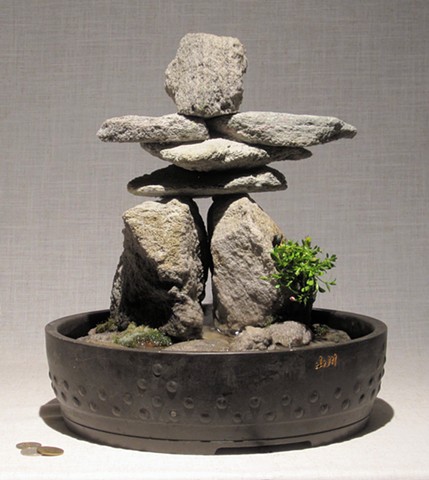 miniature innunguaq fountain of feather rock with centaurium