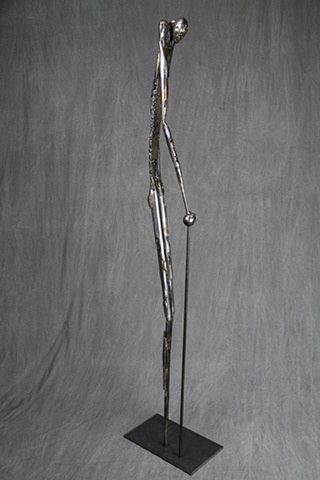 Man Departing - Steel and bronze sculpture by Steve Snyder