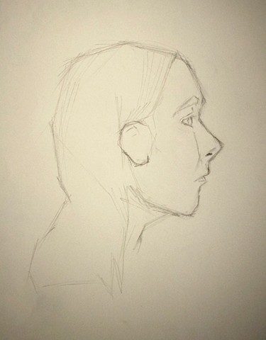 Elan Sok, Drawing I: Head Study with emphasis of Planar Analysis, Portrait of Olivia Fowler