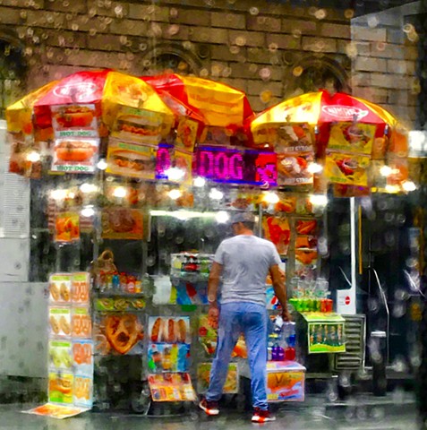 Halal Cart (View from the Madison Avenue Bus in the Rain), 2018